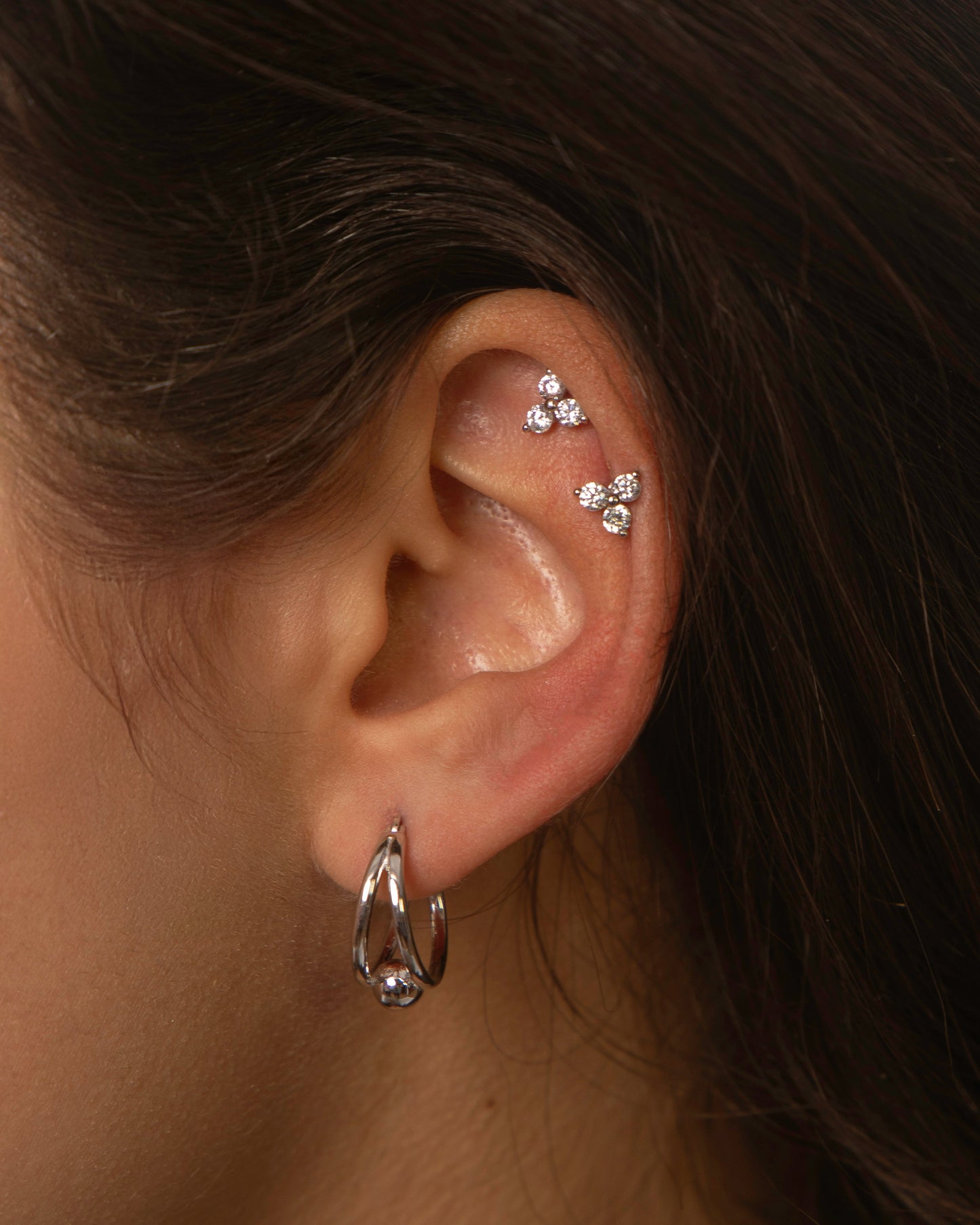 Split Hoop Earrings with Sphere Silver