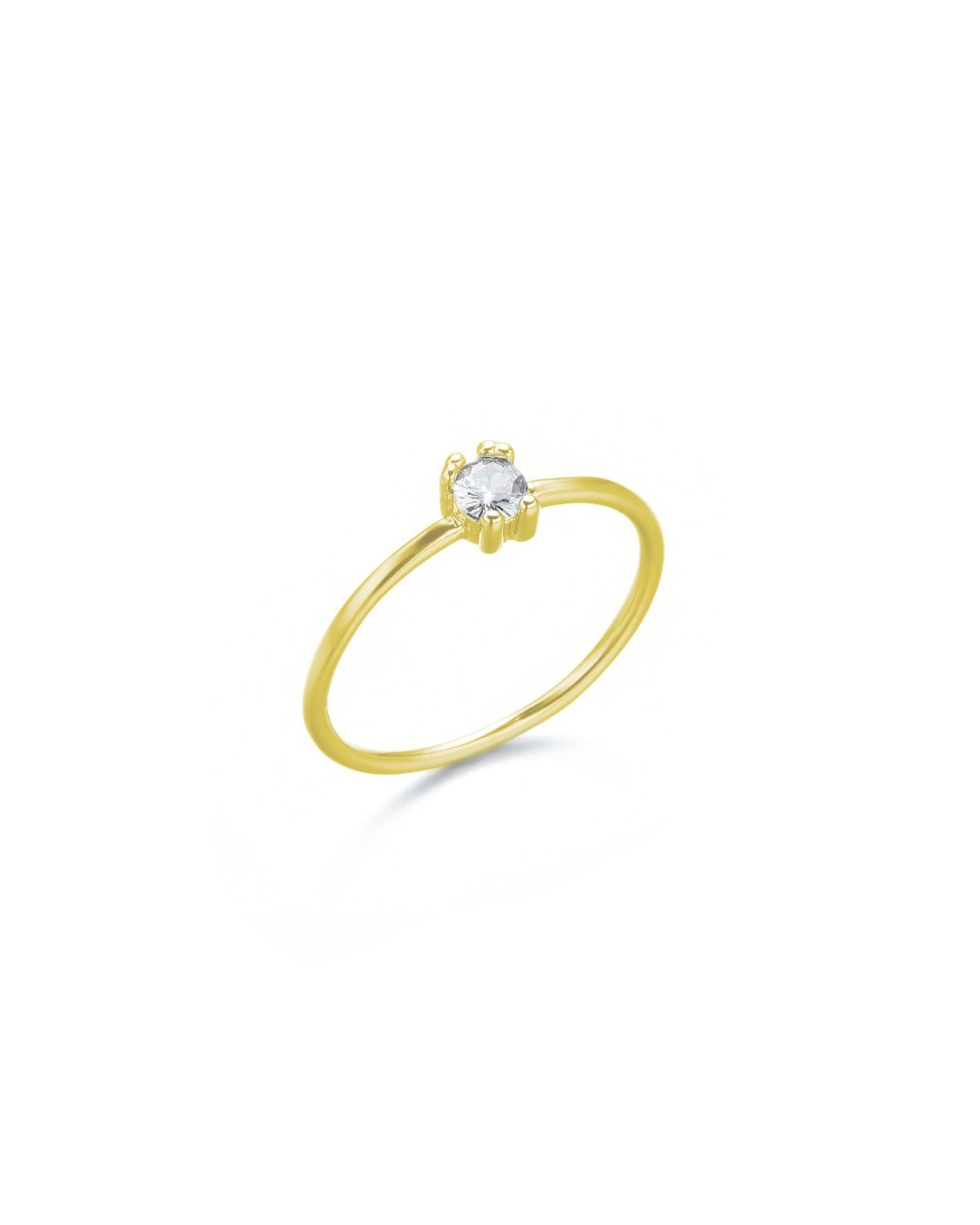 Mini CZ Solitaire Ring Gold