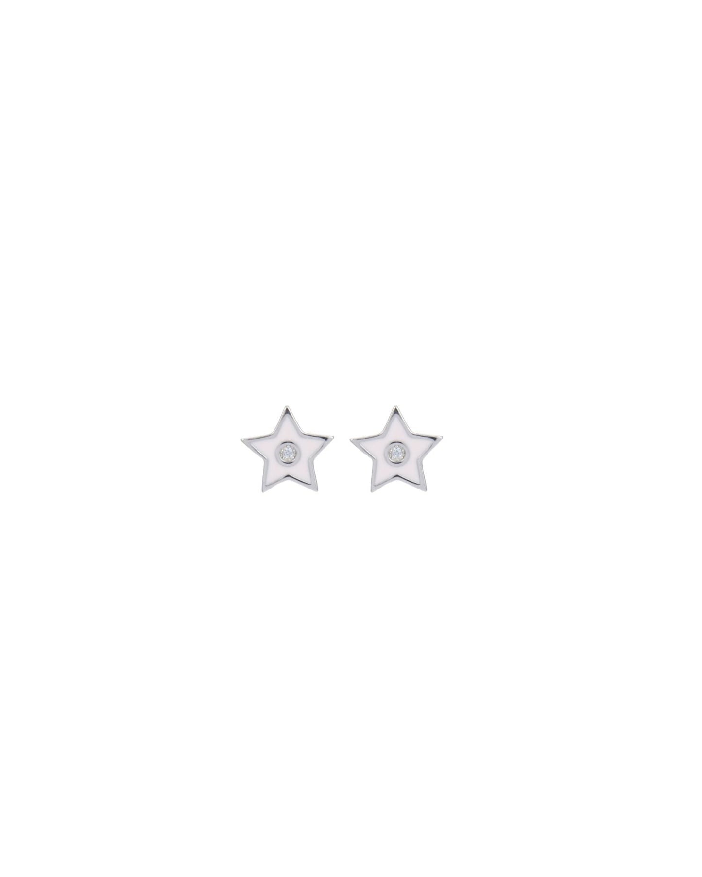 Pink Star Enamel Stud Earrings Silver