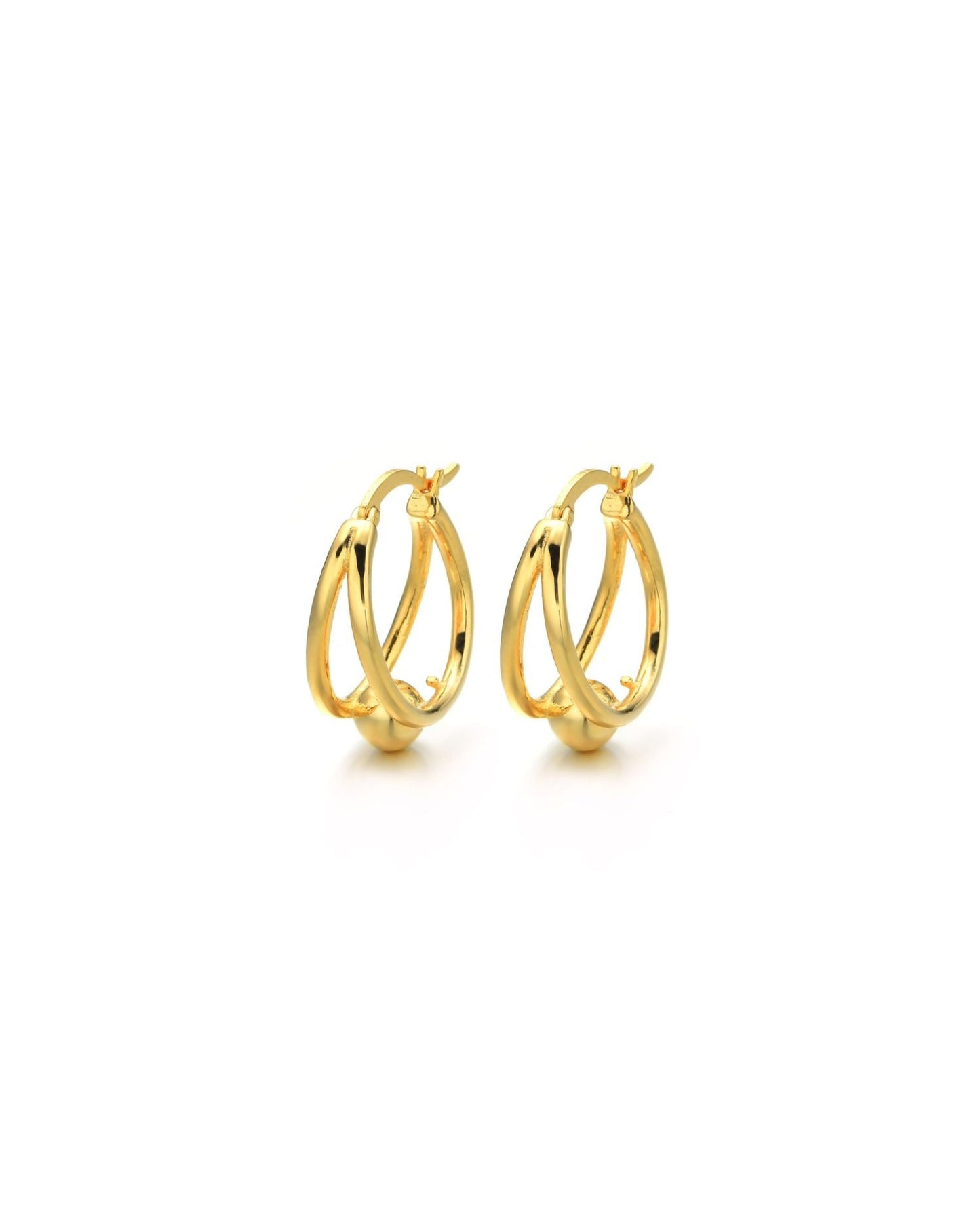 Split Hoop Earrings with Sphere Gold