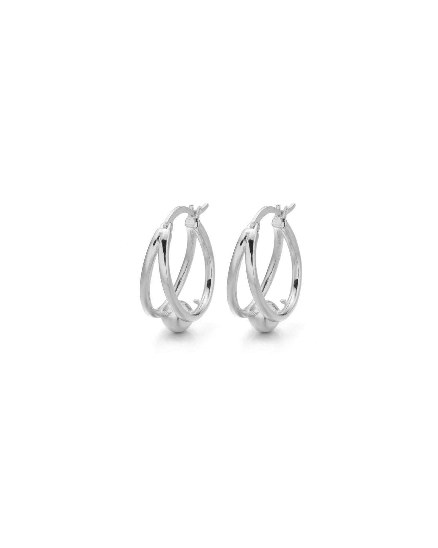 Split Hoop Earrings with Sphere Silver