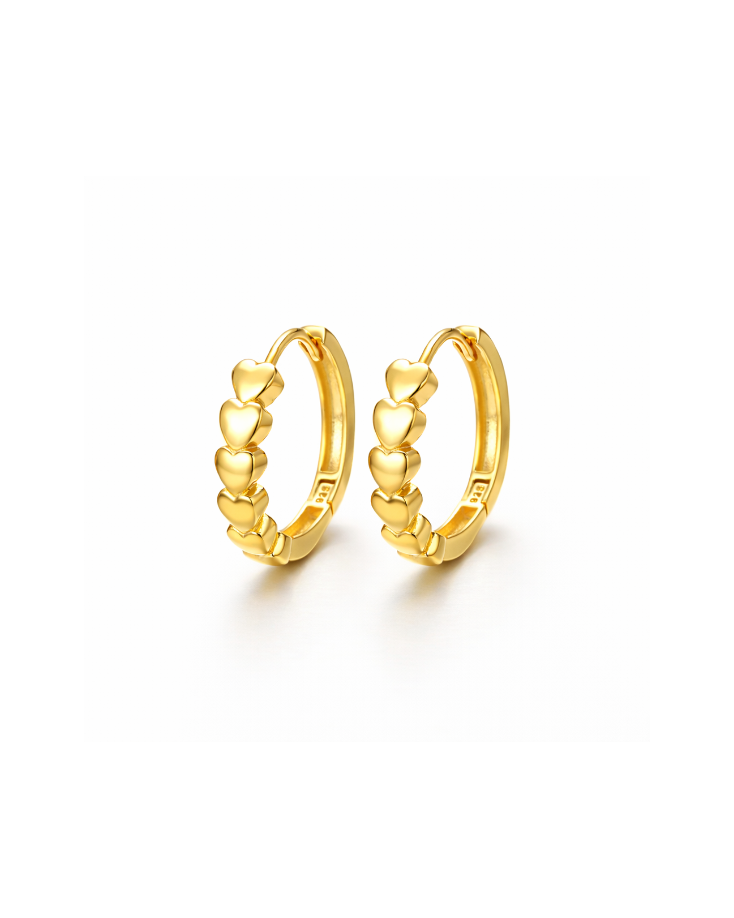 Candella Tiny Hearts Hoop Earrings Gold