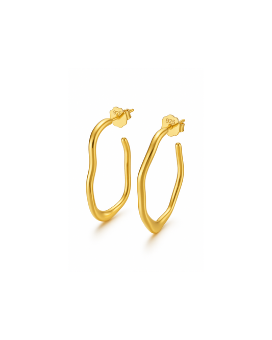 Candella Asymmetric Open Hoop Earrings Gold