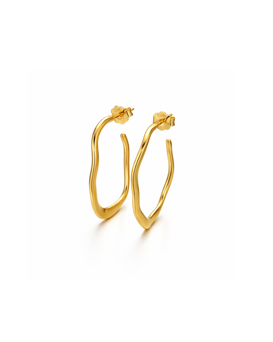 Candella Asymmetric Open Hoop Earrings Gold