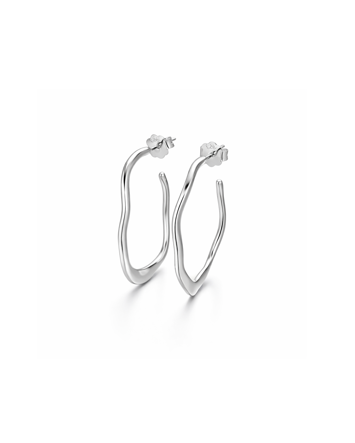 Candella Asymmetric Open Hoop Earrings Silver