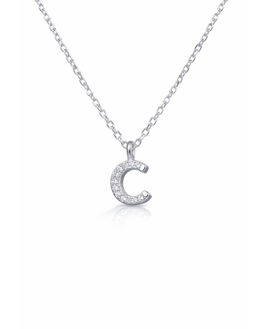 Candella C Letter Necklace Silver