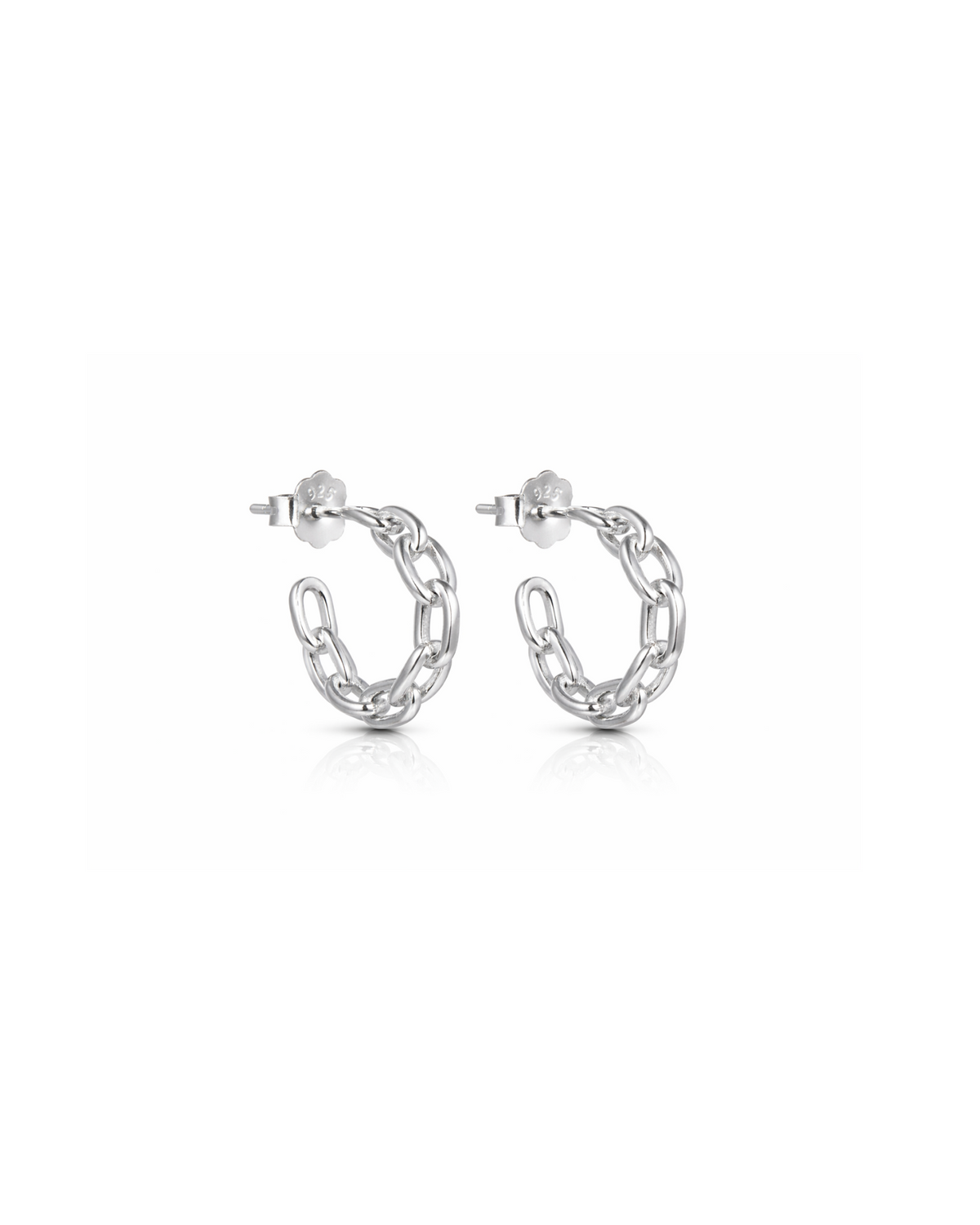 Silver Chain-Link Hoop Earrings – Modern Look – Candella Jewellery