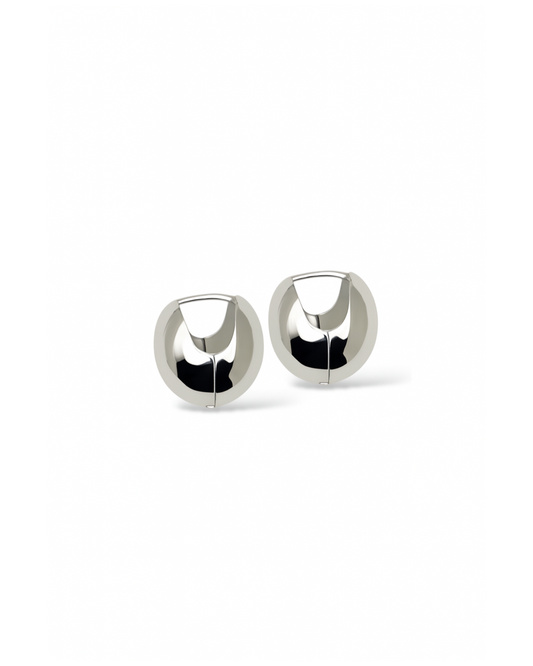 Candella Chunky Ball Huggie Earrings Silver H3