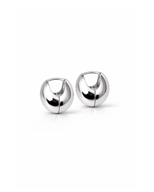 Candella Chunky Ball Huggie Earrings Silver