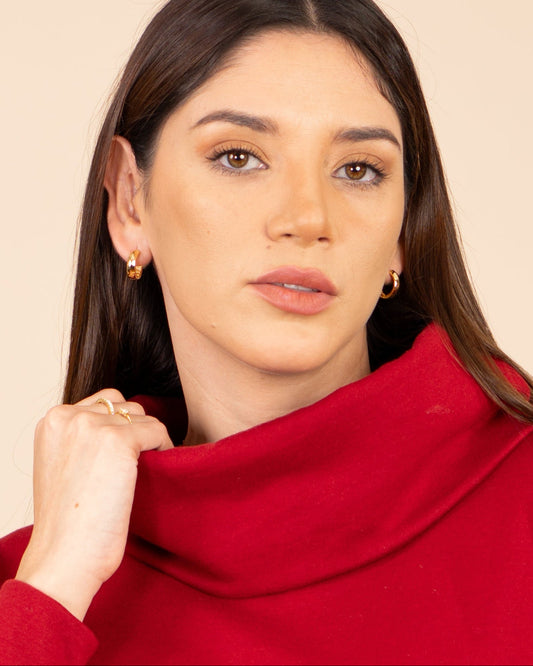 Candella Chunky Plain Hoop Earrings Gold