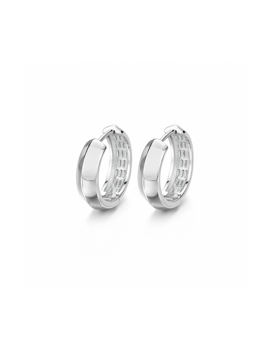 Candella Chunky Plain Hoop Earrings Silver