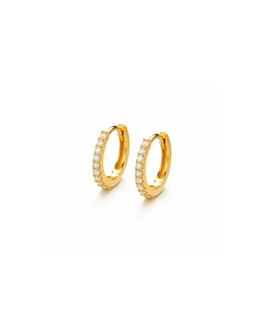 Candella Classic Pave Huggie Earrings Gold