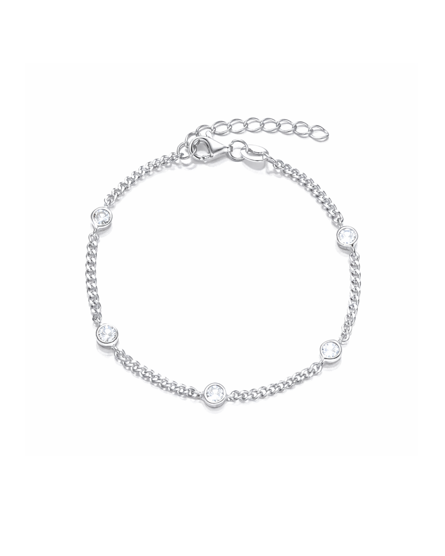 Candella Crystals Chain Bracelet Silver