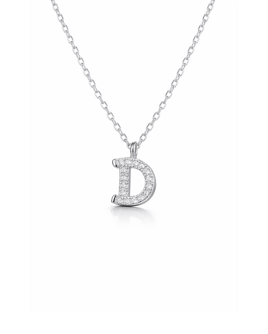 Candella D Letter Necklace Silver