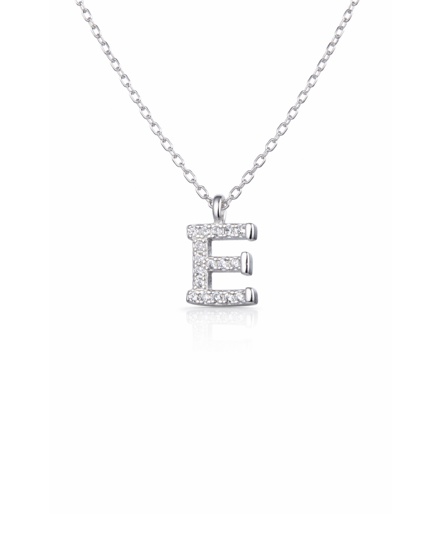 Candella E Letter Necklace Silver