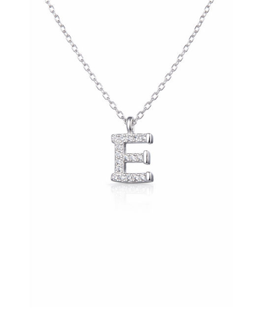 Candella E Letter Necklace Silver