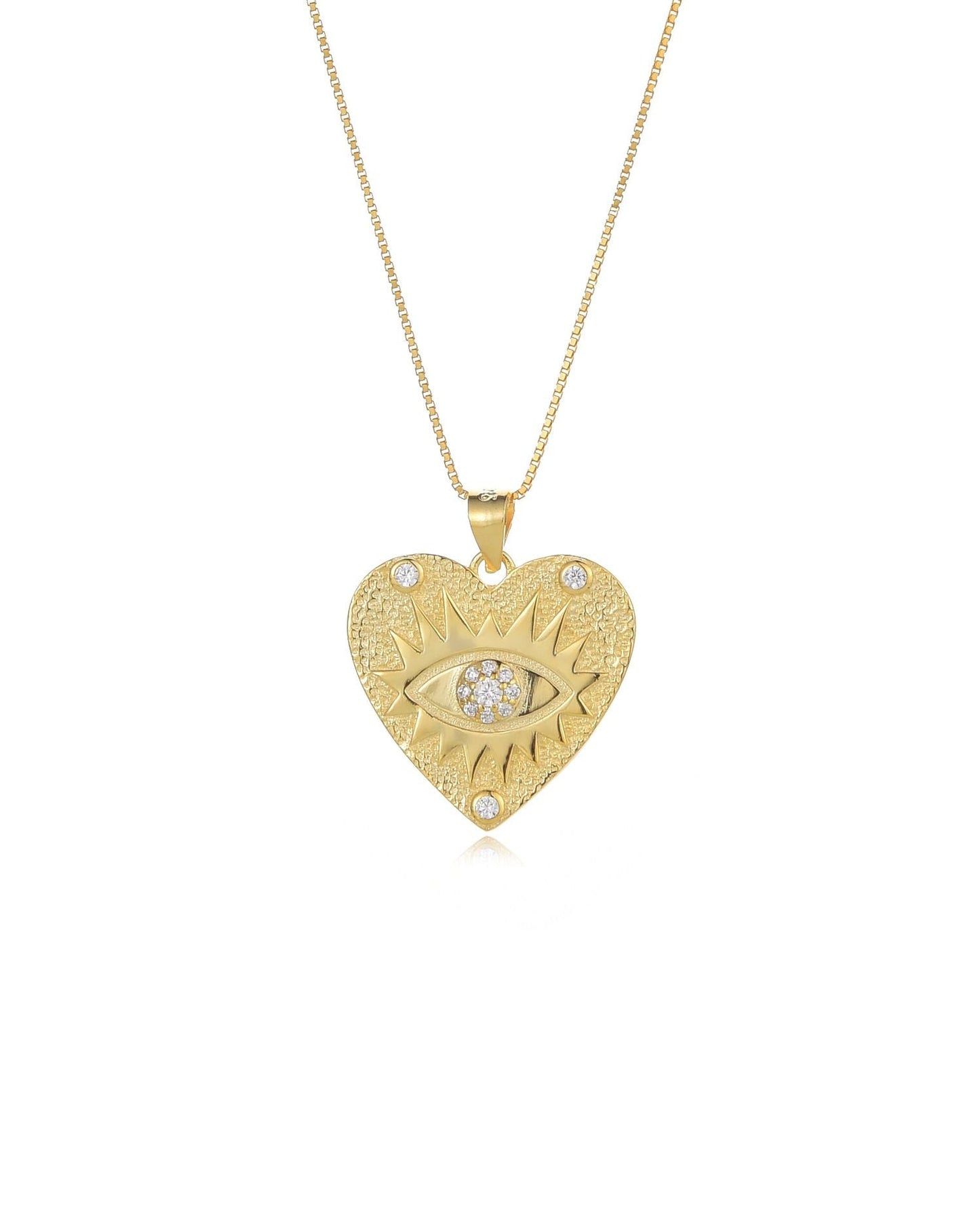 Evil Eye Heart Necklace Gold