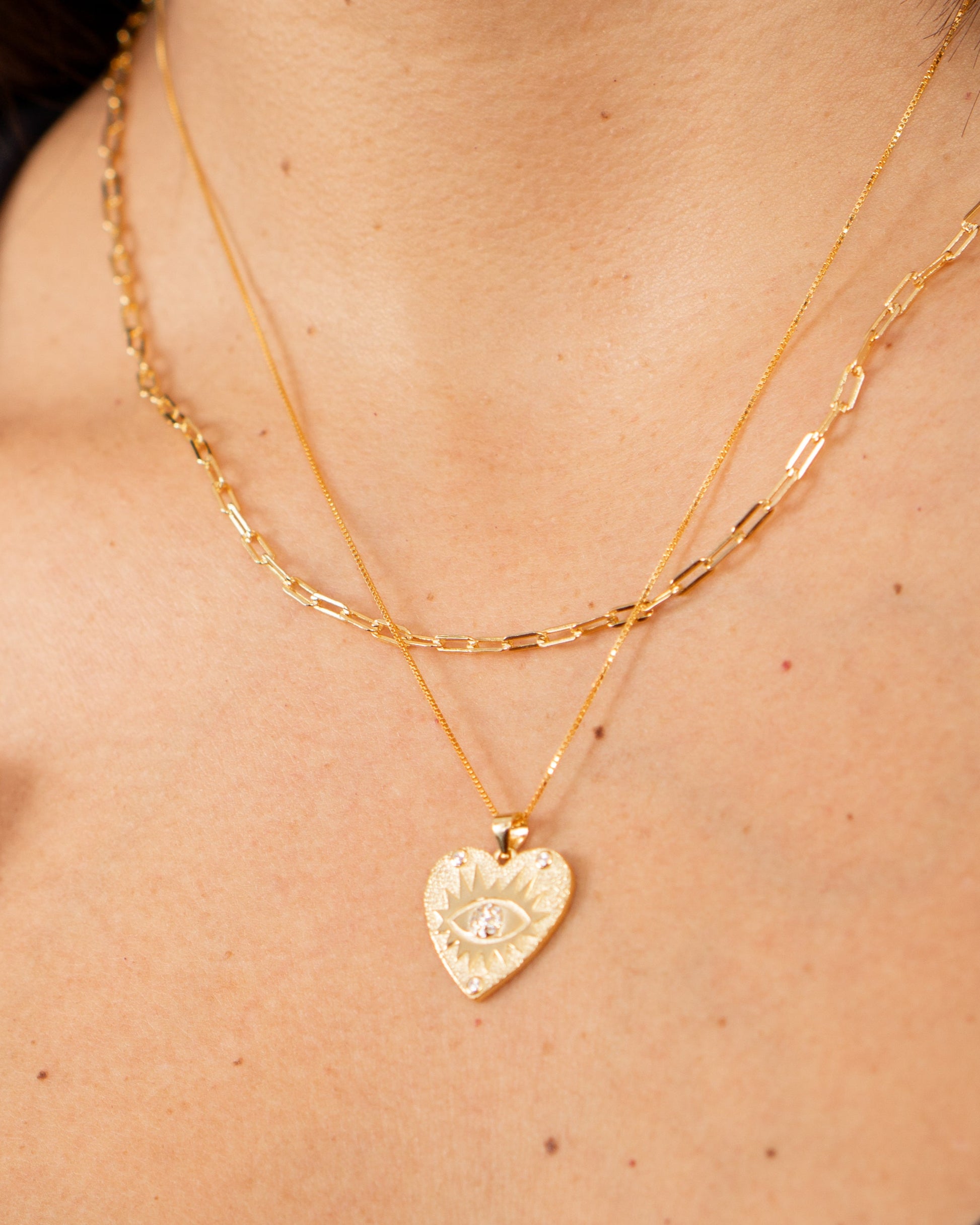 Candella Evil Eye Heart Necklace Gold