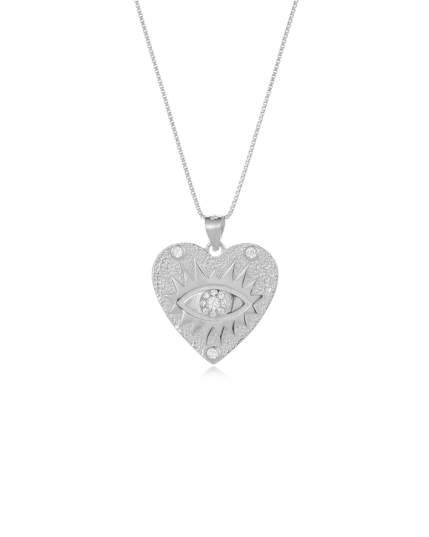 Candella Evil Eye Heart Necklace Silver