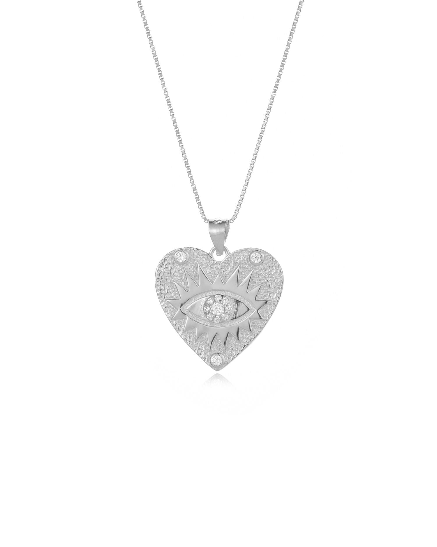 Candella Evil Eye Heart Necklace Silver