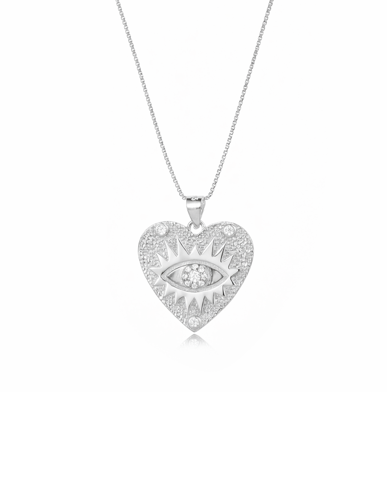 Candella Evil Eye Heart Necklace Silver