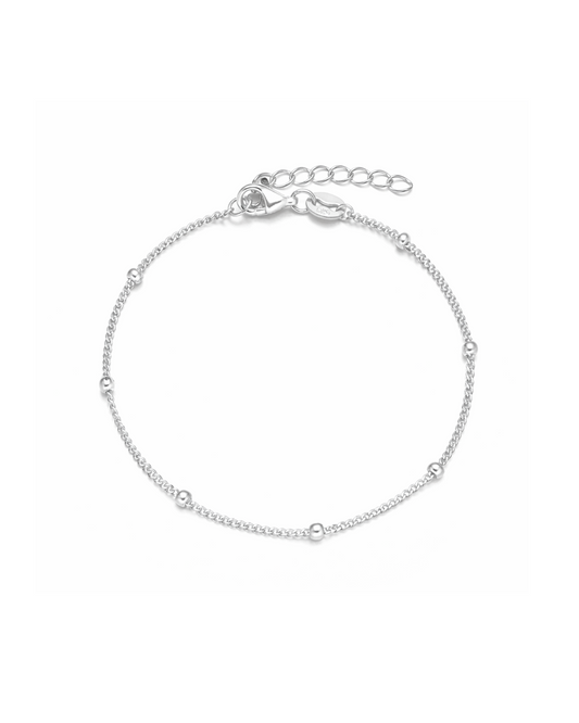 Candella Fine Beaded Chain Bracelet Silver