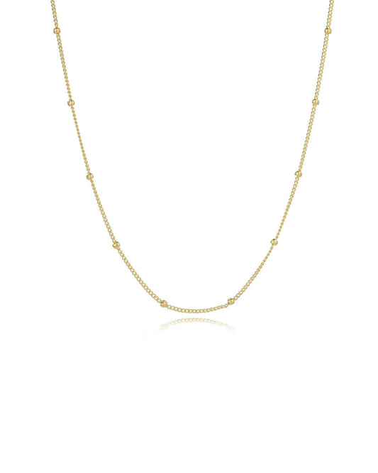 Fine Beaded Chain Necklace Gold