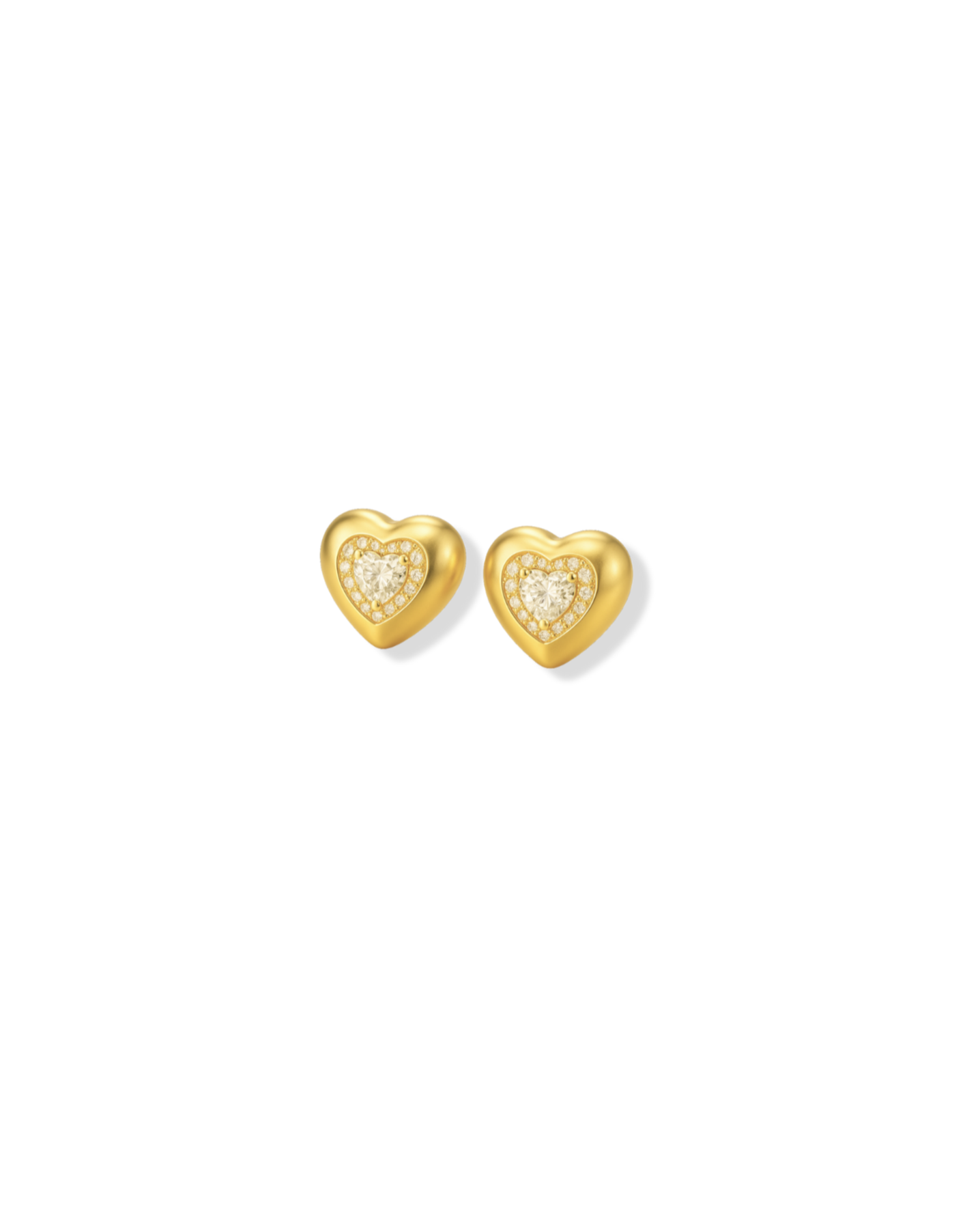 Candella Heart Halo Stud Earrings Gold