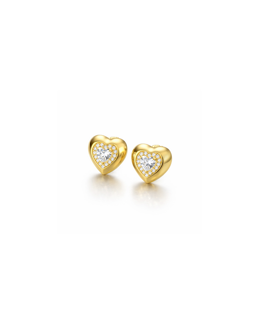 Candella Heart Halo Stud Earrings Gold