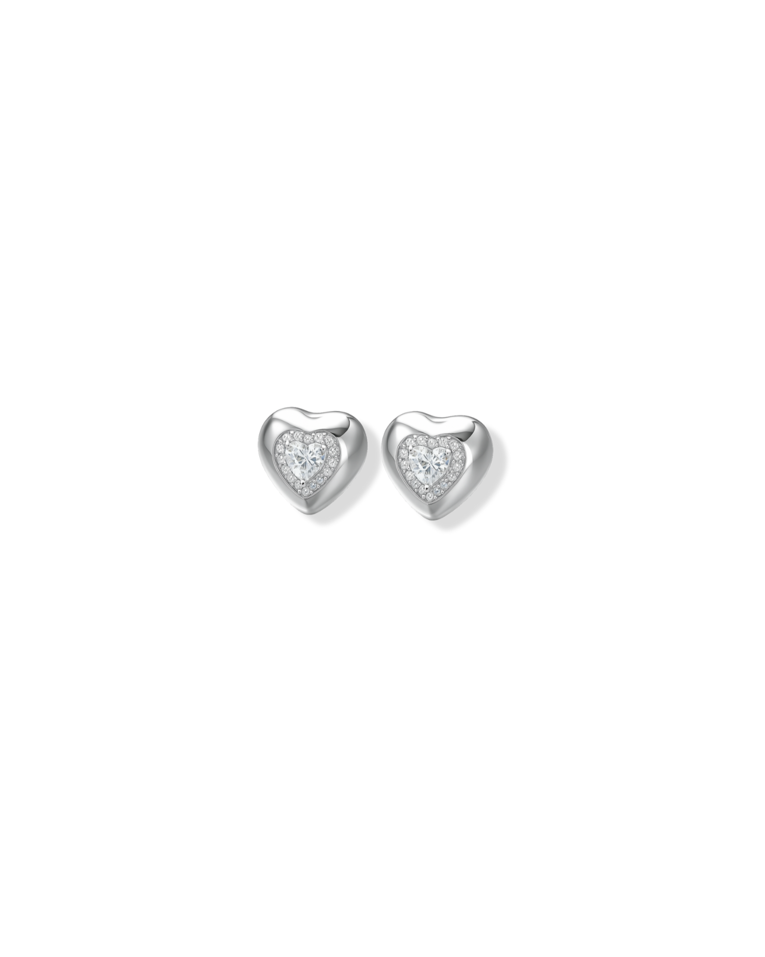 Candella Heart Halo Stud Earrings Silver