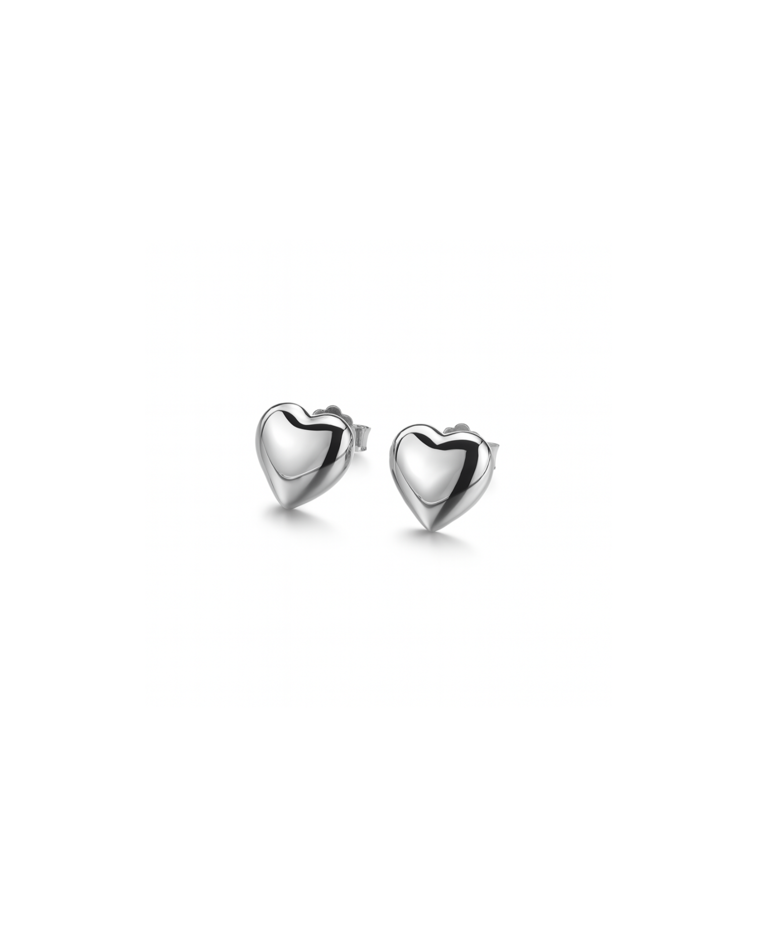 Candella Heart Stud Earrings Silver