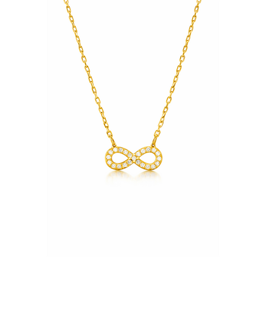 Candella Infinity Necklace with Pave CZ Gold