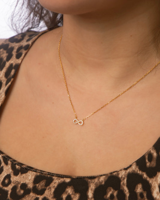 Infinity Necklace with Pavé CZ Gold