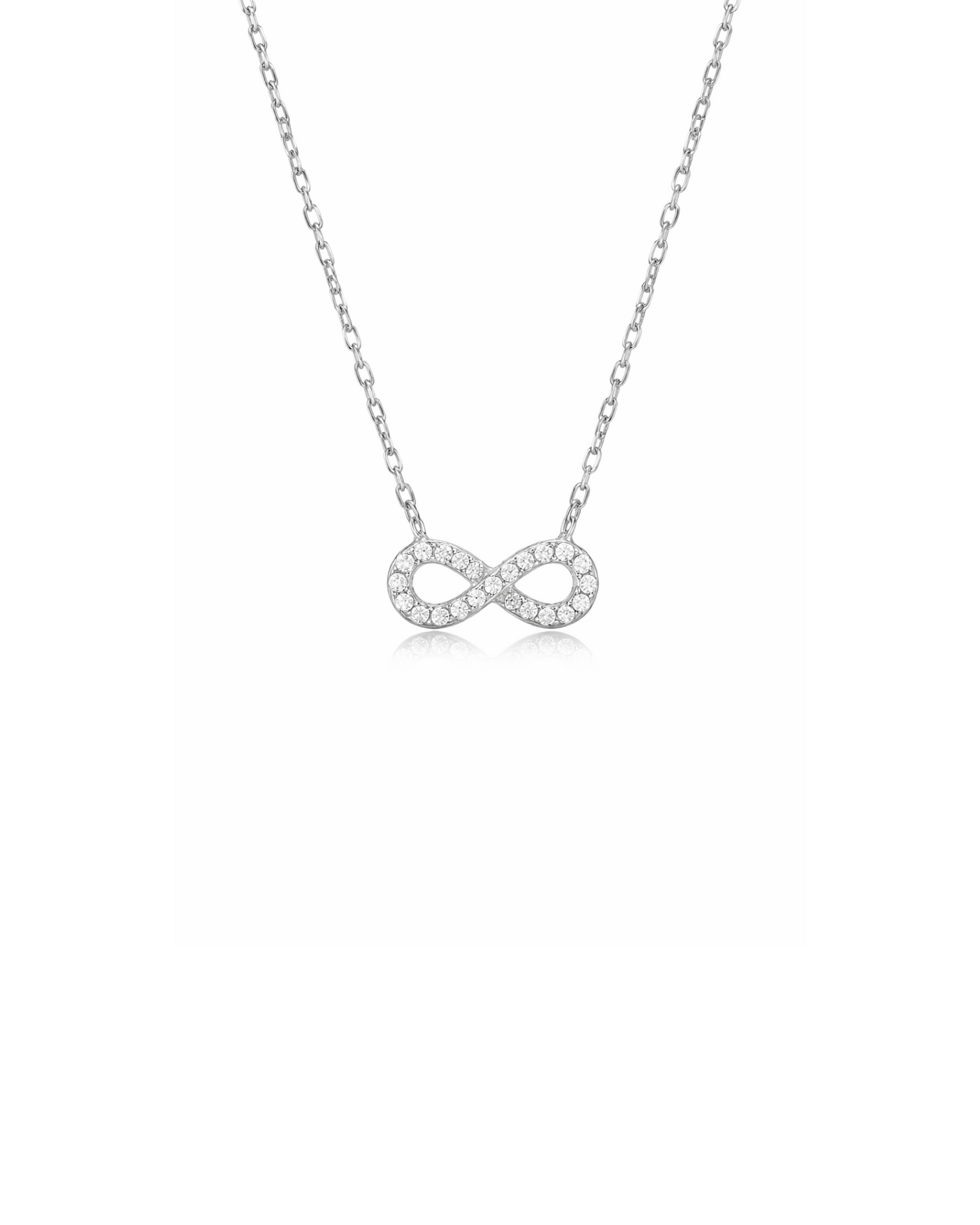 Candella Infinity Necklace with Pave CZ Silver