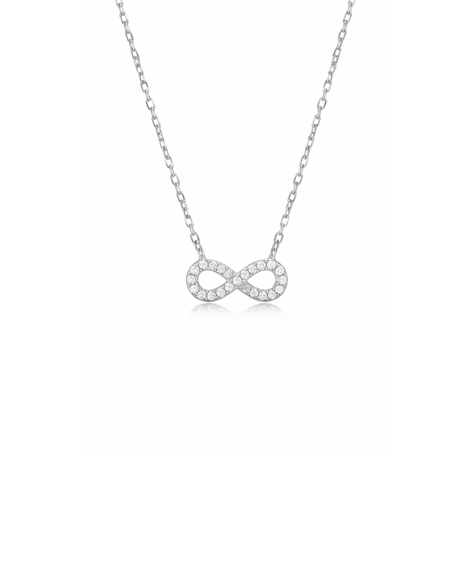 Candella Infinity Necklace with Pave CZ Silver
