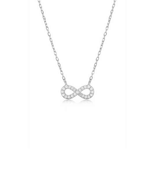 Candella Infinity Necklace with Pave CZ Silver