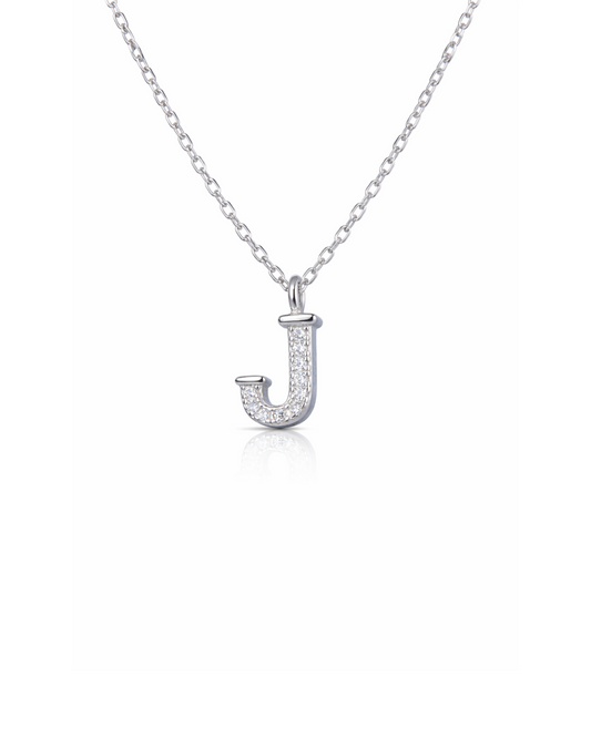 Candella J Letter Necklace Silver