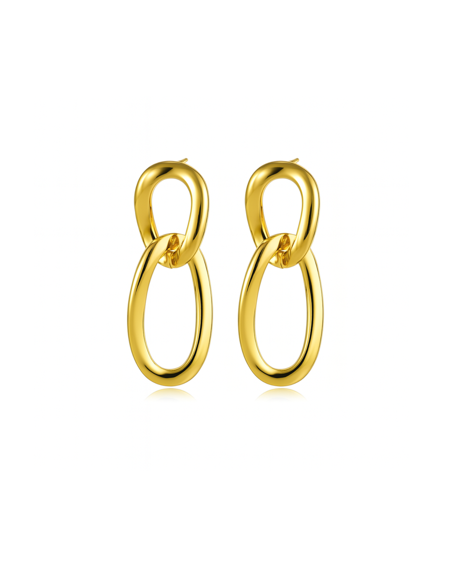 Candella Linked Hoops Stud Earrings Gold