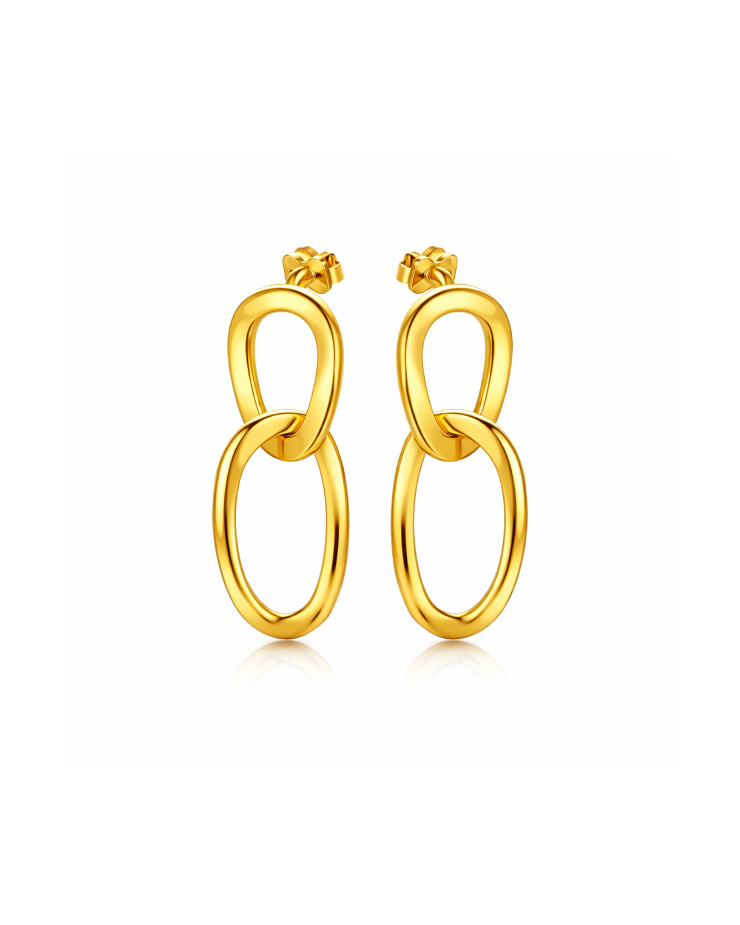 Candella Linked Hoops Stud Earrings Gold