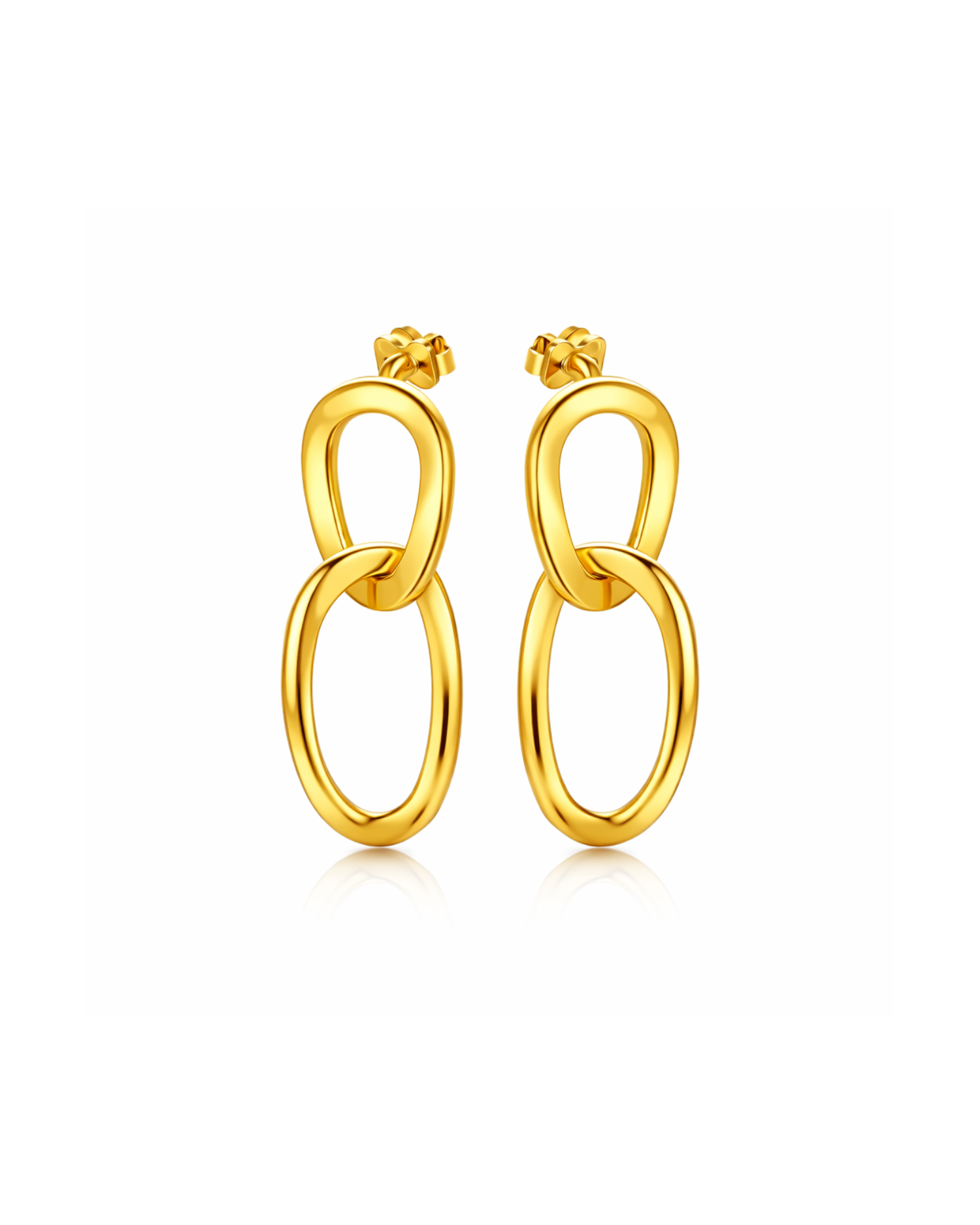 Candella Linked Hoops Stud Earrings Gold