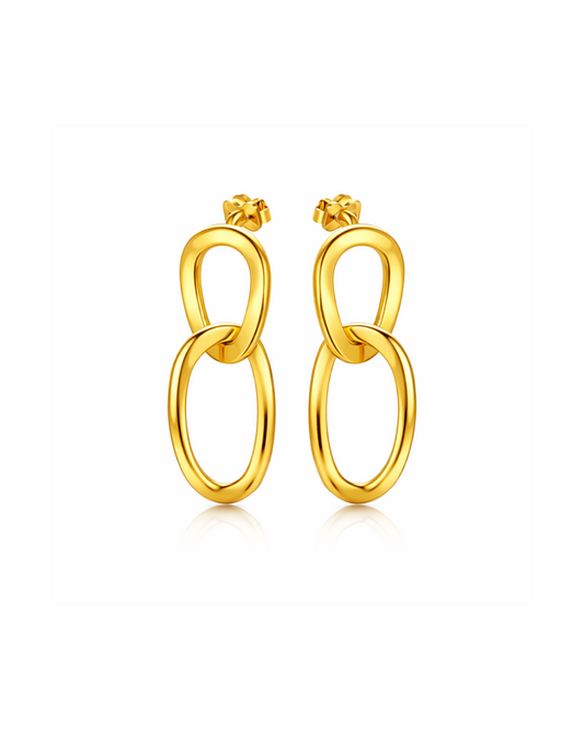 Candella Linked Hoops Stud Earrings Gold