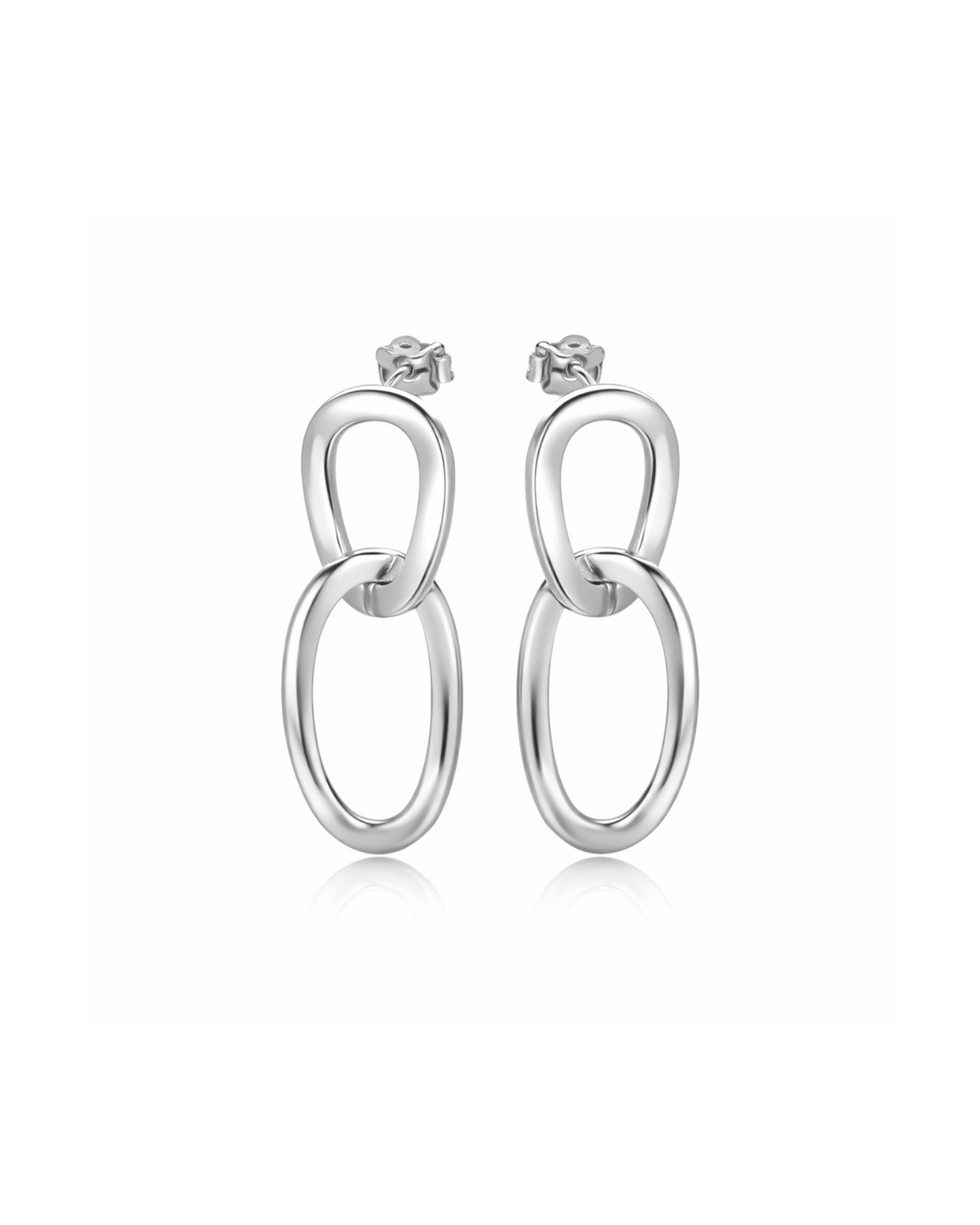 Candella Linked Hoops Stud Earrings Silver