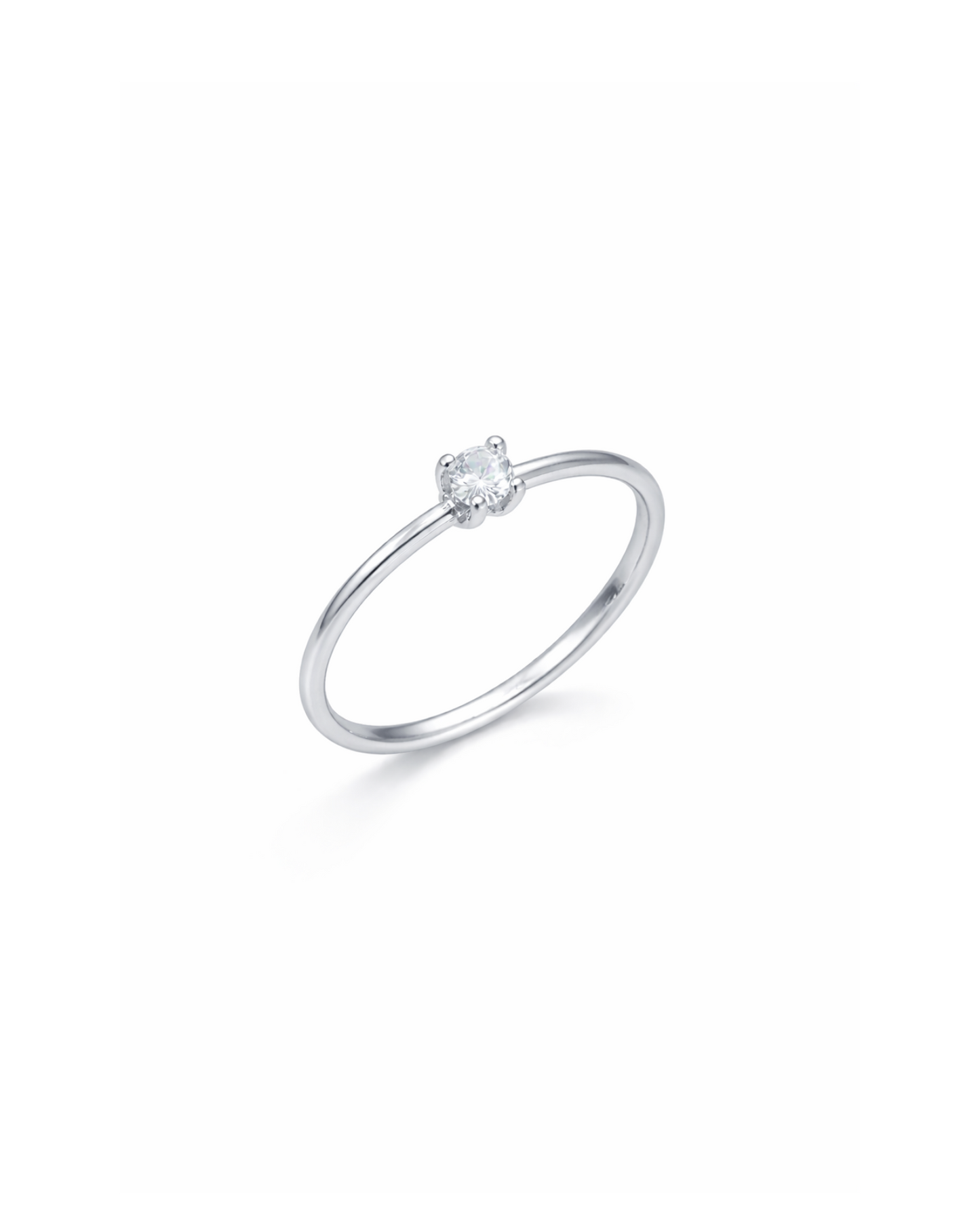 Candella Mini CZ Solitaire Ring Silver