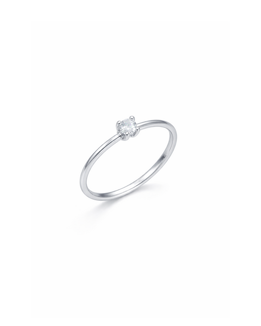 Candella Mini CZ Solitaire Ring Silver
