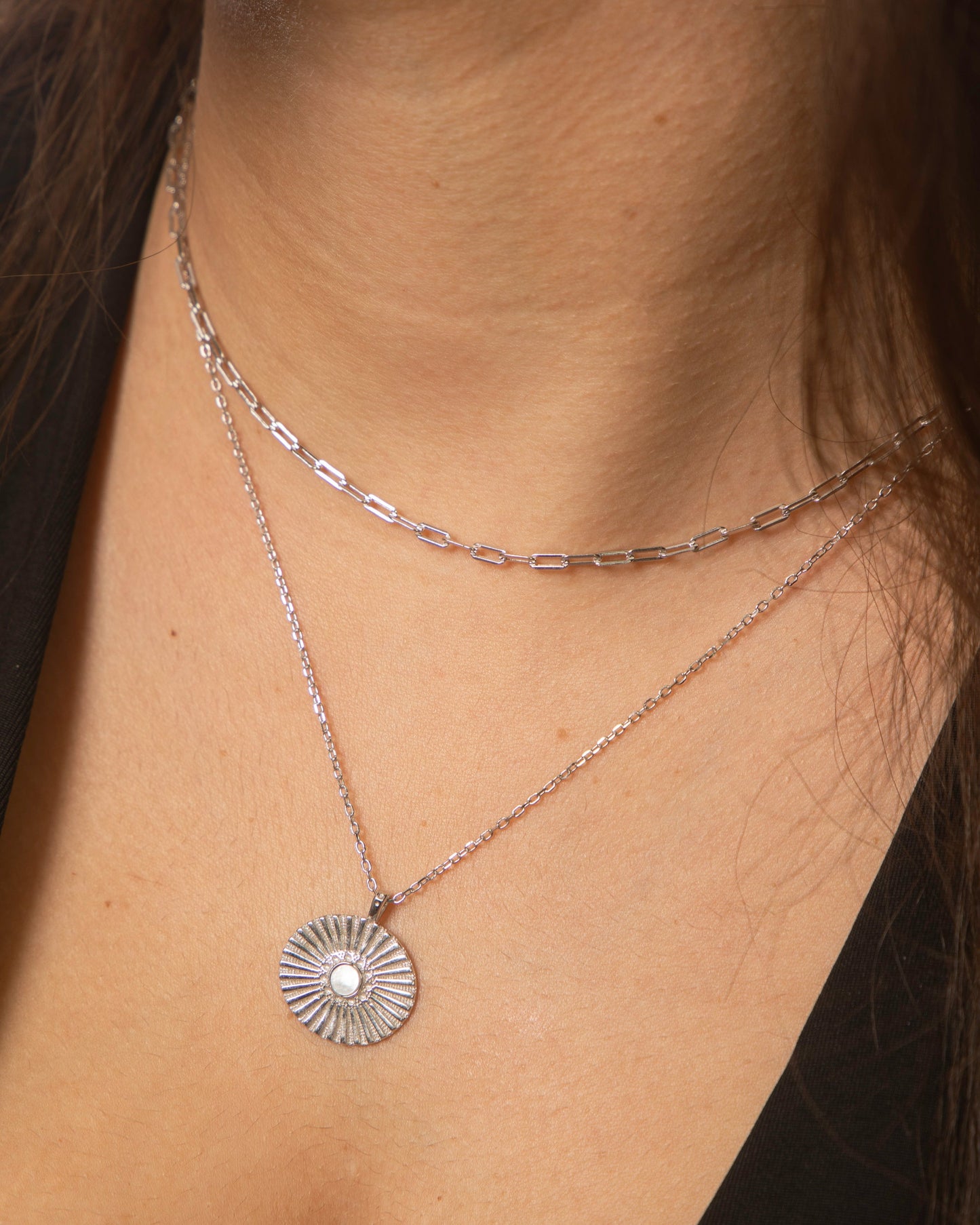 Mini Paperclip Chain Necklace Silver