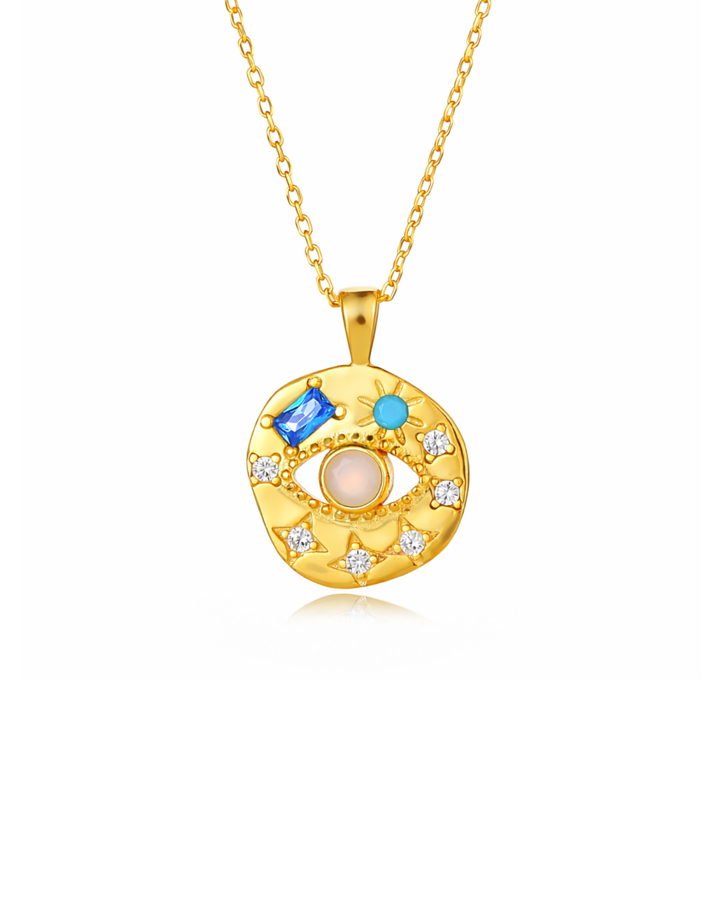 Candella Moonstone Evil Eye Talisman Necklace Gold