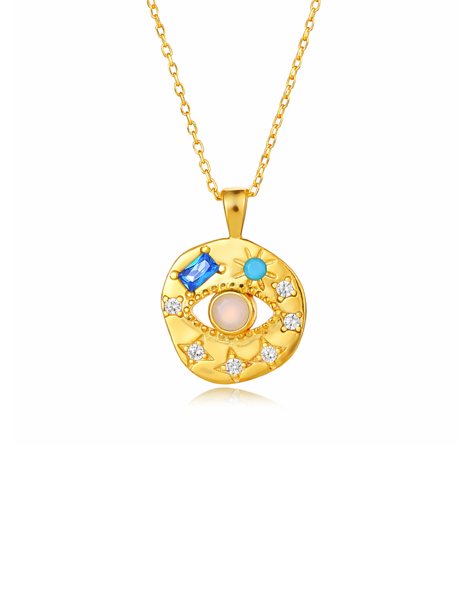 Candella Moonstone Evil Eye Talisman Necklace Gold