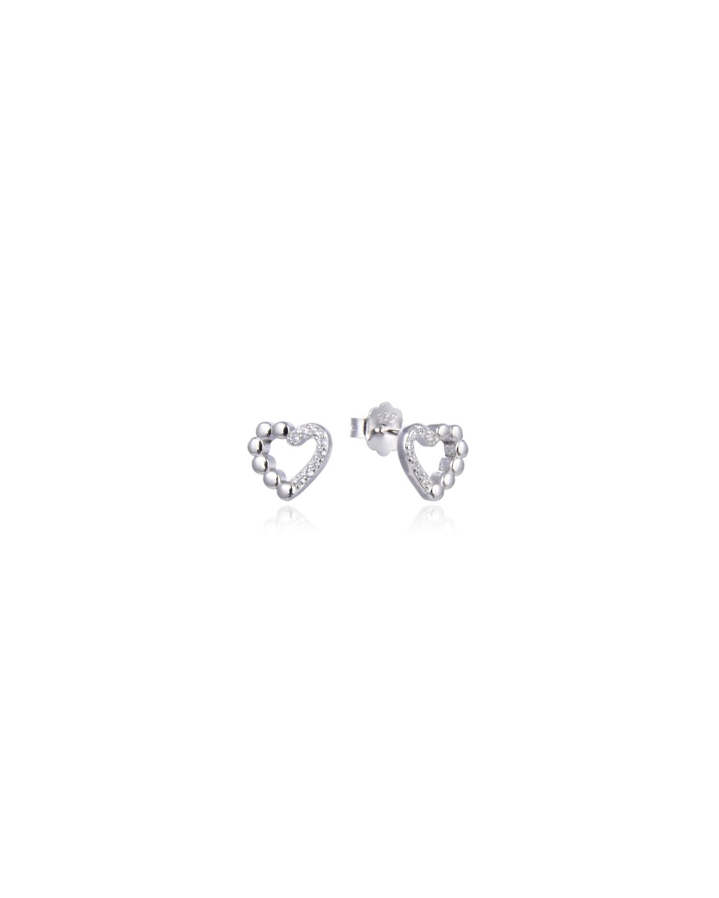 Open Heart Stud Earrings Silver