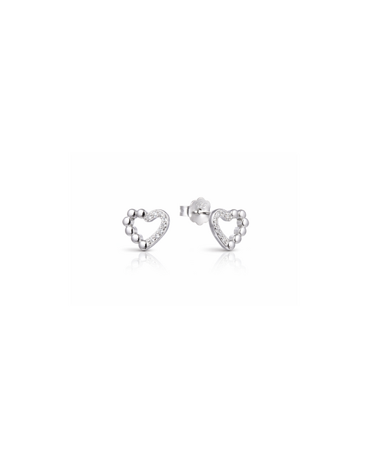 Candella Open Heart Stud Earrings Silver