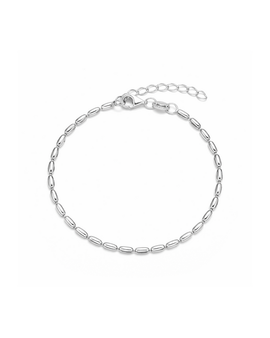 Candella Oval Beaded Bracelet Silver
